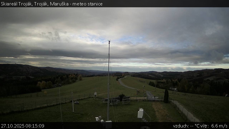 Skiareál Troják - Troják, Maruška - meteo stanice - 27.10.2025 v 08:15 Skiareál Troják - Troják, Maruška - meteo stanice - 27.10.2025 v 08:15