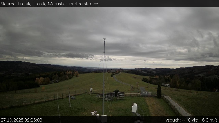 Skiareál Troják - Troják, Maruška - meteo stanice - 27.10.2025 v 09:25 Skiareál Troják - Troják, Maruška - meteo stanice - 27.10.2025 v 09:25