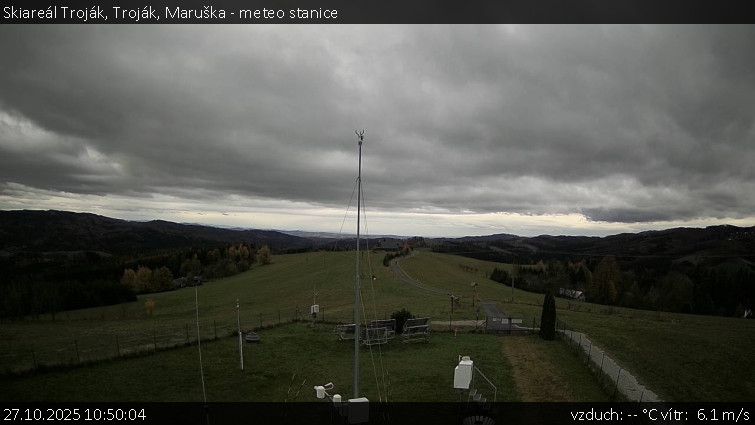 Skiareál Troják - Troják, Maruška - meteo stanice - 27.10.2025 v 10:50 Skiareál Troják - Troják, Maruška - meteo stanice - 27.10.2025 v 10:50