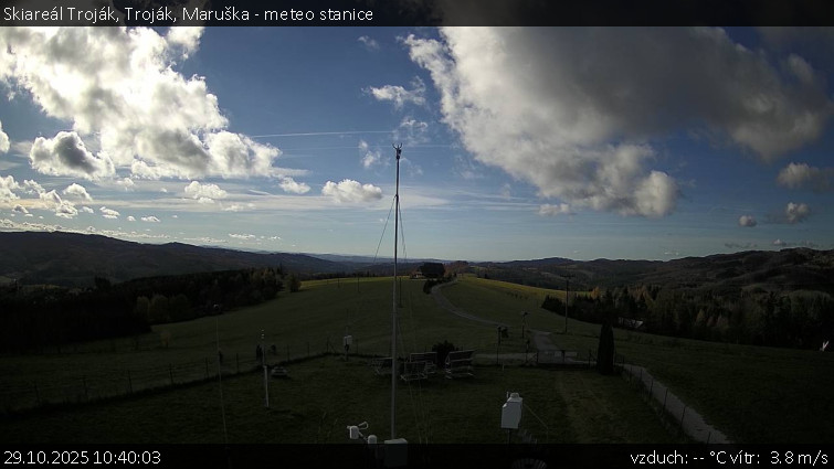 Skiareál Troják - Troják, Maruška - meteo stanice - 29.10.2025 v 10:40 Skiareál Troják - Troják, Maruška - meteo stanice - 29.10.2025 v 10:40