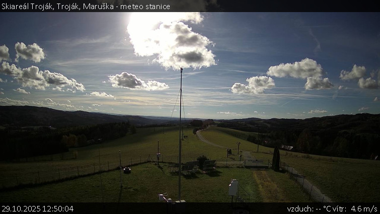 Skiareál Troják - Troják, Maruška - meteo stanice - 29.10.2025 v 12:50 Skiareál Troják - Troják, Maruška - meteo stanice - 29.10.2025 v 12:50