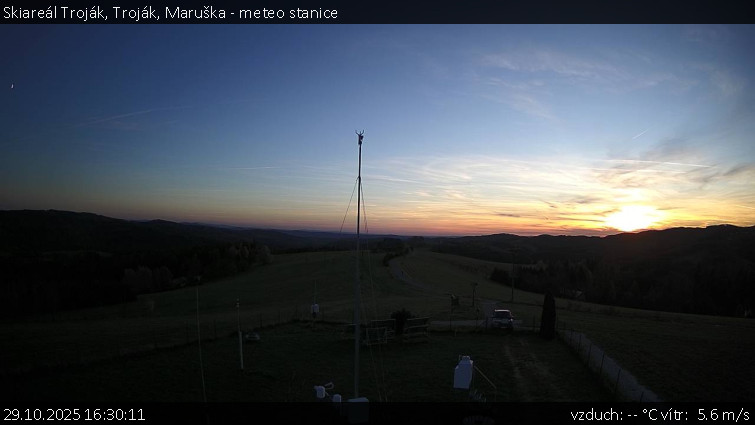 Skiareál Troják - Troják, Maruška - meteo stanice - 29.10.2025 v 16:30 Skiareál Troják - Troják, Maruška - meteo stanice - 29.10.2025 v 16:30