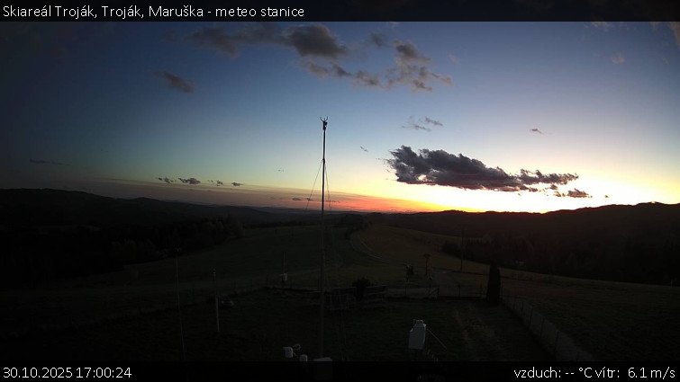 Skiareál Troják - Troják, Maruška - meteo stanice - 30.10.2025 v 17:00 Skiareál Troják - Troják, Maruška - meteo stanice - 30.10.2025 v 17:00