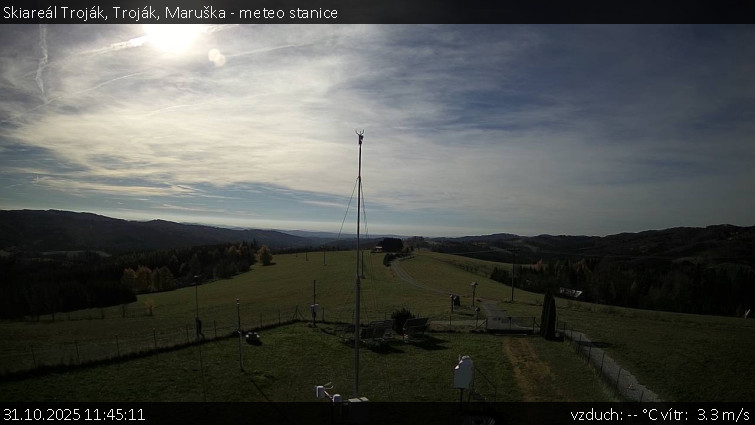 Skiareál Troják - Troják, Maruška - meteo stanice - 31.10.2025 v 11:45 Skiareál Troják - Troják, Maruška - meteo stanice - 31.10.2025 v 11:45