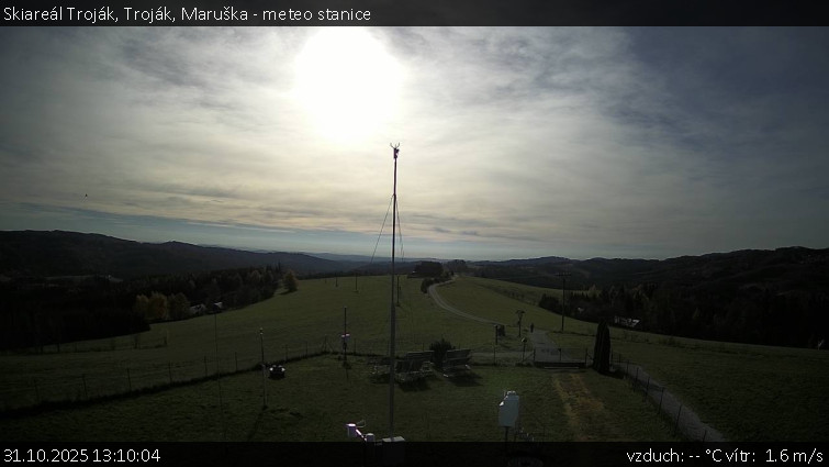 Skiareál Troják - Troják, Maruška - meteo stanice - 31.10.2025 v 13:10 Skiareál Troják - Troják, Maruška - meteo stanice - 31.10.2025 v 13:10