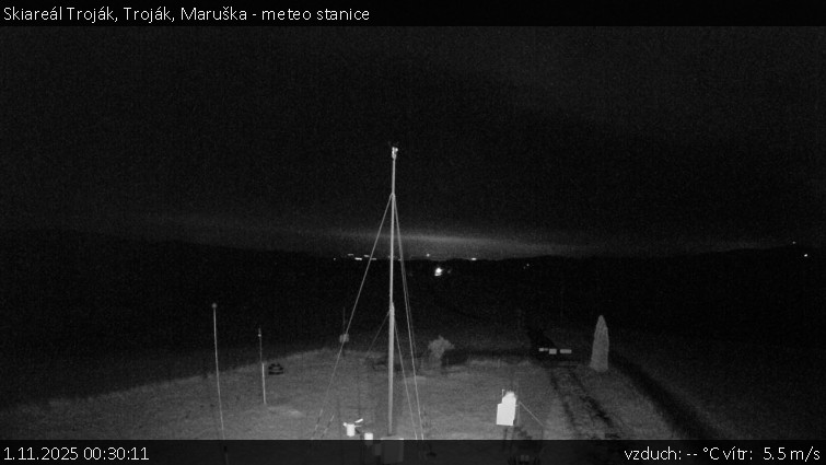 Skiareál Troják - Troják, Maruška - meteo stanice - 1.11.2025 v 00:30 Skiareál Troják - Troják, Maruška - meteo stanice - 1.11.2025 v 00:30