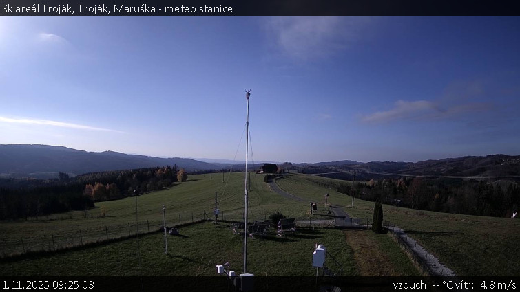 Skiareál Troják - Troják, Maruška - meteo stanice - 1.11.2025 v 09:25 Skiareál Troják - Troják, Maruška - meteo stanice - 1.11.2025 v 09:25