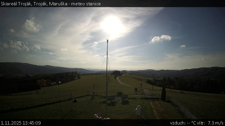 Skiareál Troják - Troják, Maruška - meteo stanice - 1.11.2025 v 13:45 Skiareál Troják - Troják, Maruška - meteo stanice - 1.11.2025 v 13:45