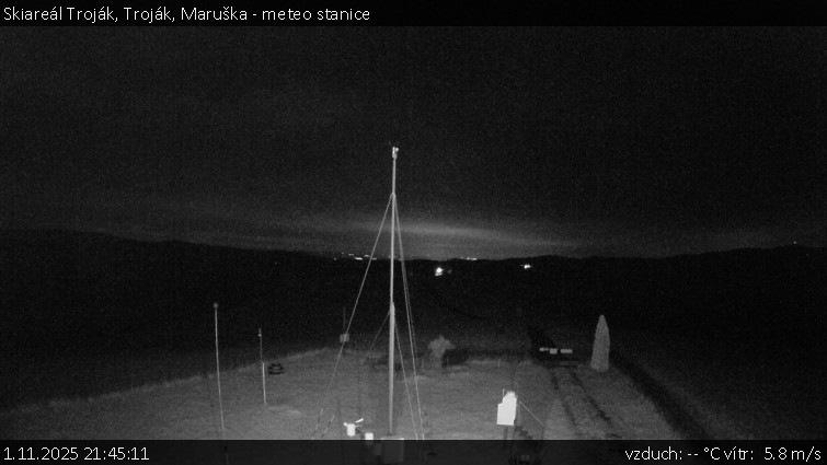 Skiareál Troják - Troják, Maruška - meteo stanice - 1.11.2025 v 21:45 Skiareál Troják - Troják, Maruška - meteo stanice - 1.11.2025 v 21:45
