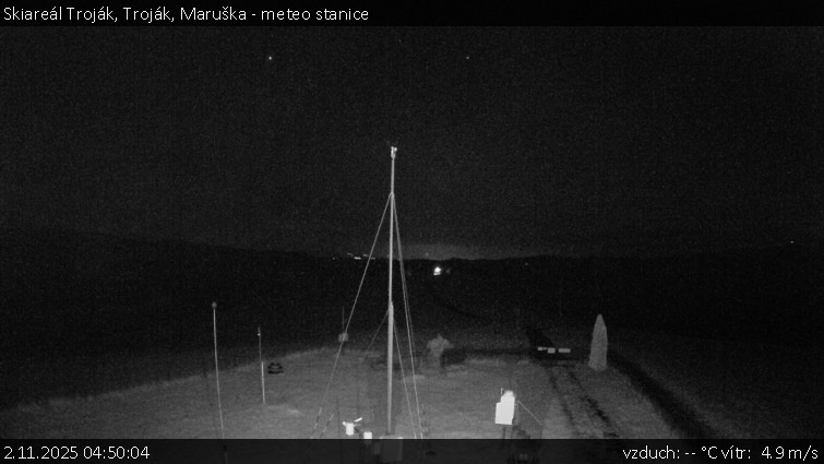 Skiareál Troják - Troják, Maruška - meteo stanice - 2.11.2025 v 04:50 Skiareál Troják - Troják, Maruška - meteo stanice - 2.11.2025 v 04:50