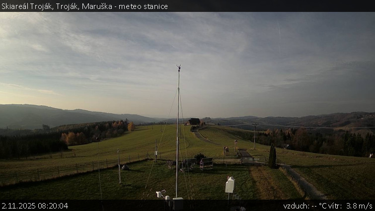Skiareál Troják - Troják, Maruška - meteo stanice - 2.11.2025 v 08:20 Skiareál Troják - Troják, Maruška - meteo stanice - 2.11.2025 v 08:20