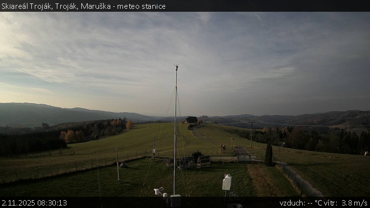 Skiareál Troják - Troják, Maruška - meteo stanice - 2.11.2025 v 08:30 Skiareál Troják - Troják, Maruška - meteo stanice - 2.11.2025 v 08:30