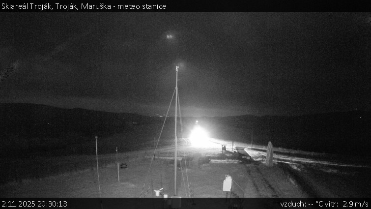 Skiareál Troják - Troják, Maruška - meteo stanice - 2.11.2025 v 20:30 Skiareál Troják - Troják, Maruška - meteo stanice - 2.11.2025 v 20:30
