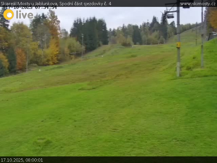 Skiareál Mosty u Jablunkova - Spodní část sjezdovky č. 4 - 17.10.2025 v 08:00 Skiareál Mosty u Jablunkova - Spodní část sjezdovky č. 4 - 17.10.2025 v 08:00