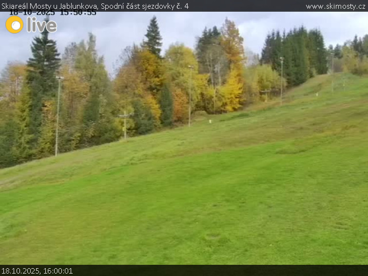 Skiareál Mosty u Jablunkova - Spodní část sjezdovky č. 4 - 18.10.2025 v 16:00 Skiareál Mosty u Jablunkova - Spodní část sjezdovky č. 4 - 18.10.2025 v 16:00