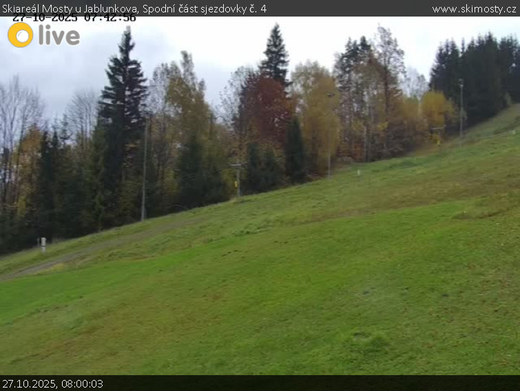 Skiareál Mosty u Jablunkova - Spodní část sjezdovky č. 4 - 27.10.2025 v 08:00 Skiareál Mosty u Jablunkova - Spodní část sjezdovky č. 4 - 27.10.2025 v 08:00