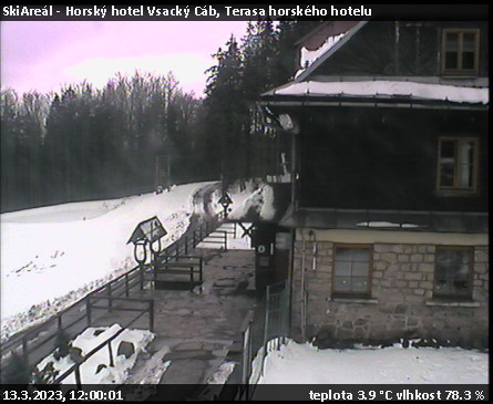 SkiAreál - Horský hotel Vsacký Cáb - Terasa horského hotelu - 13.3.2023 v 12:00