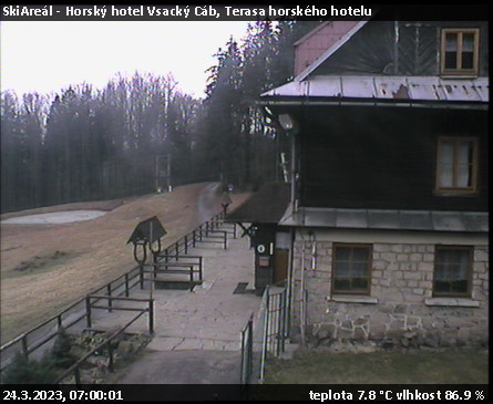 SkiAreál - Horský hotel Vsacký Cáb - Terasa horského hotelu - 24.3.2023 v 07:00
