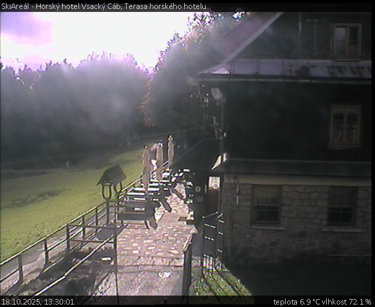 SkiAreál - Horský hotel Vsacký Cáb - Terasa horského hotelu - 18.10.2025 v 13:30 SkiAreál - Horský hotel Vsacký Cáb - Terasa horského hotelu - 18.10.2025 v 13:30