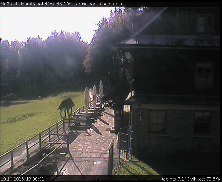 SkiAreál - Horský hotel Vsacký Cáb - Terasa horského hotelu - 19.10.2025 v 13:00 SkiAreál - Horský hotel Vsacký Cáb - Terasa horského hotelu - 19.10.2025 v 13:00