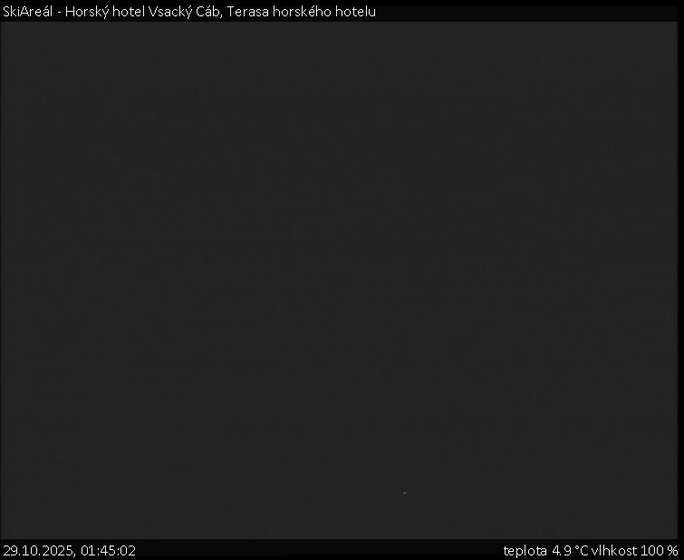 SkiAreál - Horský hotel Vsacký Cáb - Terasa horského hotelu - 29.10.2025 v 01:45 SkiAreál - Horský hotel Vsacký Cáb - Terasa horského hotelu - 29.10.2025 v 01:45