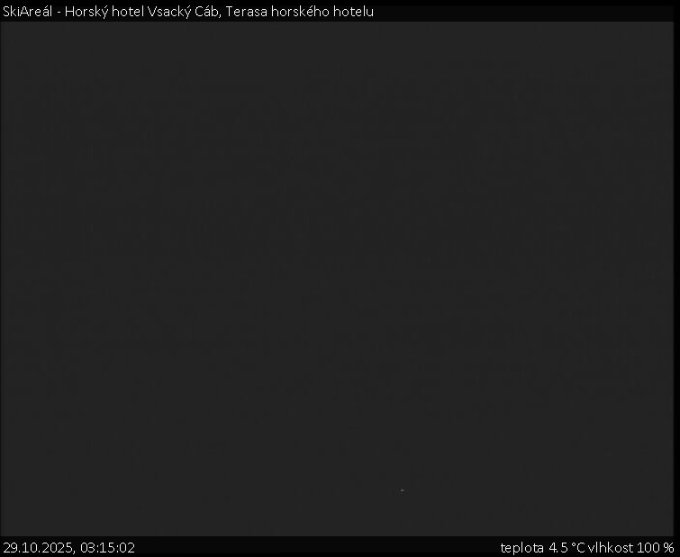 SkiAreál - Horský hotel Vsacký Cáb - Terasa horského hotelu - 29.10.2025 v 03:15 SkiAreál - Horský hotel Vsacký Cáb - Terasa horského hotelu - 29.10.2025 v 03:15