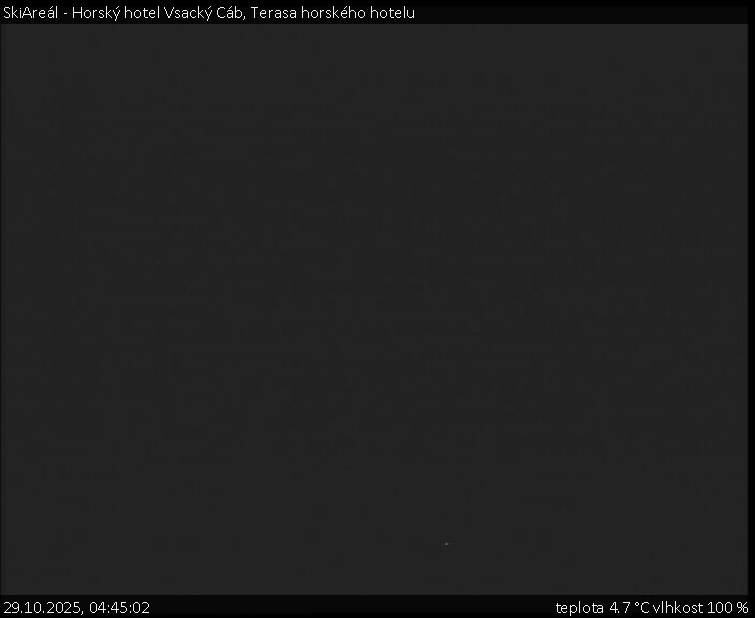 SkiAreál - Horský hotel Vsacký Cáb - Terasa horského hotelu - 29.10.2025 v 04:45 SkiAreál - Horský hotel Vsacký Cáb - Terasa horského hotelu - 29.10.2025 v 04:45