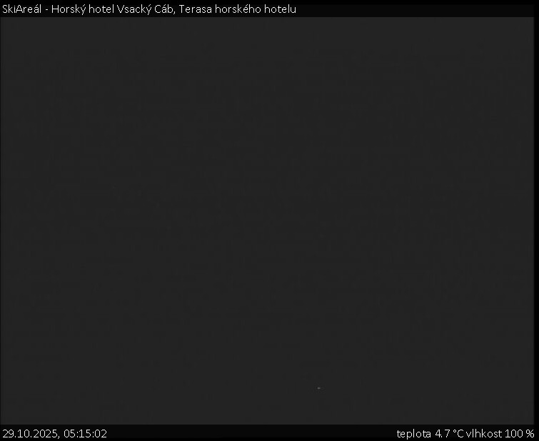 SkiAreál - Horský hotel Vsacký Cáb - Terasa horského hotelu - 29.10.2025 v 05:15 SkiAreál - Horský hotel Vsacký Cáb - Terasa horského hotelu - 29.10.2025 v 05:15