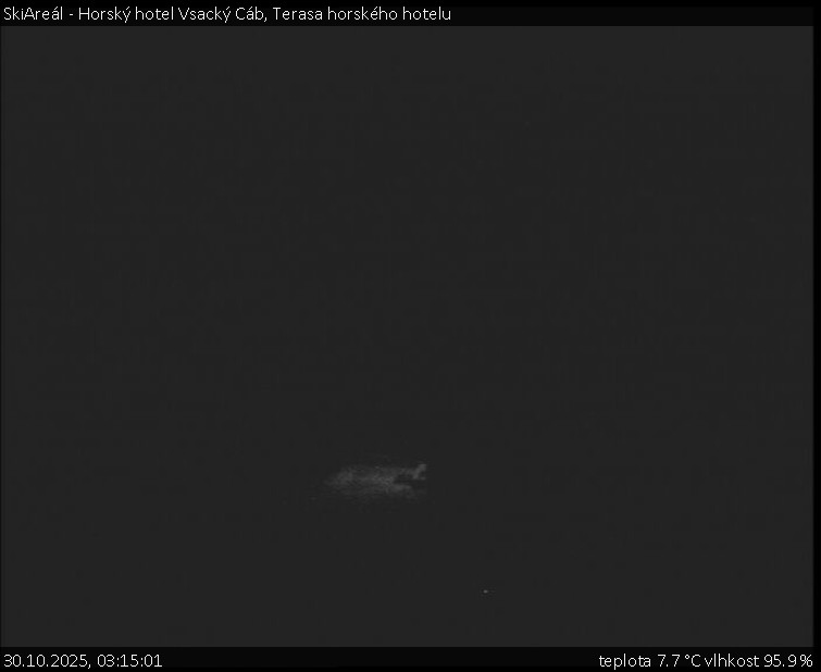 SkiAreál - Horský hotel Vsacký Cáb - Terasa horského hotelu - 30.10.2025 v 03:15 SkiAreál - Horský hotel Vsacký Cáb - Terasa horského hotelu - 30.10.2025 v 03:15