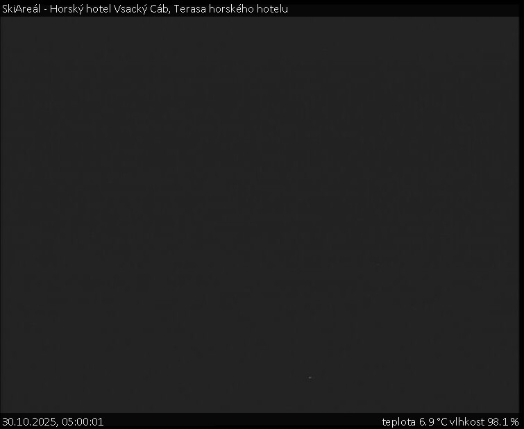 SkiAreál - Horský hotel Vsacký Cáb - Terasa horského hotelu - 30.10.2025 v 05:00 SkiAreál - Horský hotel Vsacký Cáb - Terasa horského hotelu - 30.10.2025 v 05:00