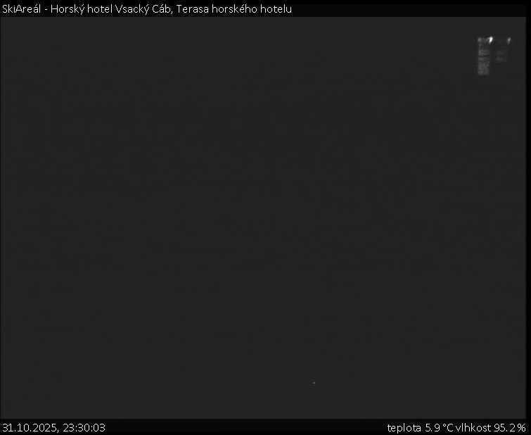 SkiAreál - Horský hotel Vsacký Cáb - Terasa horského hotelu - 31.10.2025 v 23:30 SkiAreál - Horský hotel Vsacký Cáb - Terasa horského hotelu - 31.10.2025 v 23:30