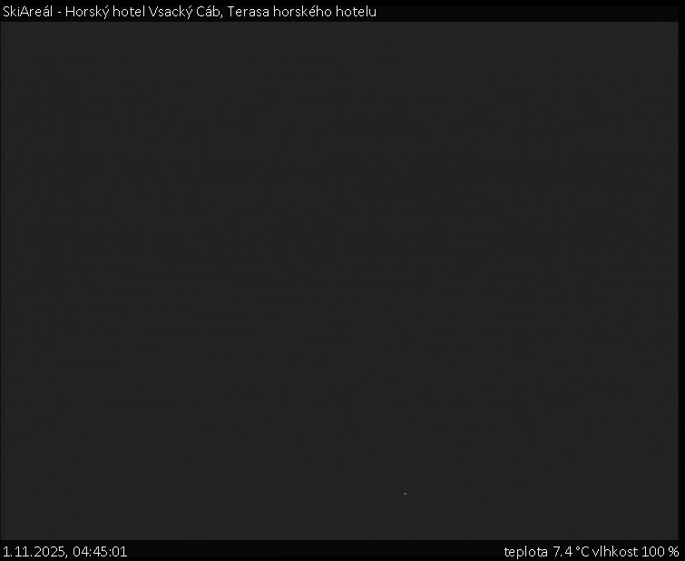 SkiAreál - Horský hotel Vsacký Cáb - Terasa horského hotelu - 1.11.2025 v 04:45 SkiAreál - Horský hotel Vsacký Cáb - Terasa horského hotelu - 1.11.2025 v 04:45