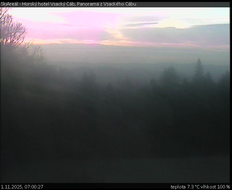 SkiAreál - Horský hotel Vsacký Cáb - Panorama z Vsackého Cábu - 1.11.2025 v 07:00 SkiAreál - Horský hotel Vsacký Cáb - Panorama z Vsackého Cábu - 1.11.2025 v 07:00