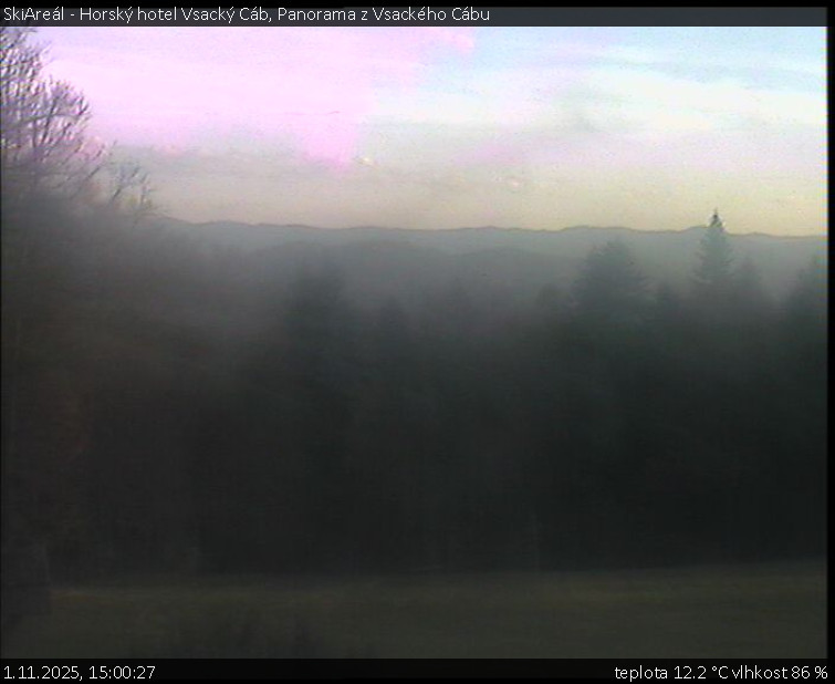 SkiAreál - Horský hotel Vsacký Cáb - Panorama z Vsackého Cábu - 1.11.2025 v 15:00 SkiAreál - Horský hotel Vsacký Cáb - Panorama z Vsackého Cábu - 1.11.2025 v 15:00