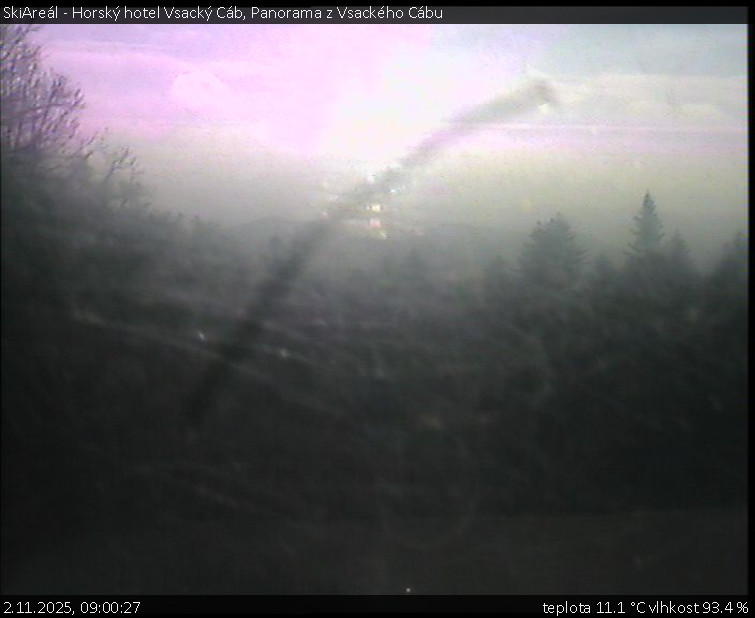 SkiAreál - Horský hotel Vsacký Cáb - Panorama z Vsackého Cábu - 2.11.2025 v 09:00 SkiAreál - Horský hotel Vsacký Cáb - Panorama z Vsackého Cábu - 2.11.2025 v 09:00