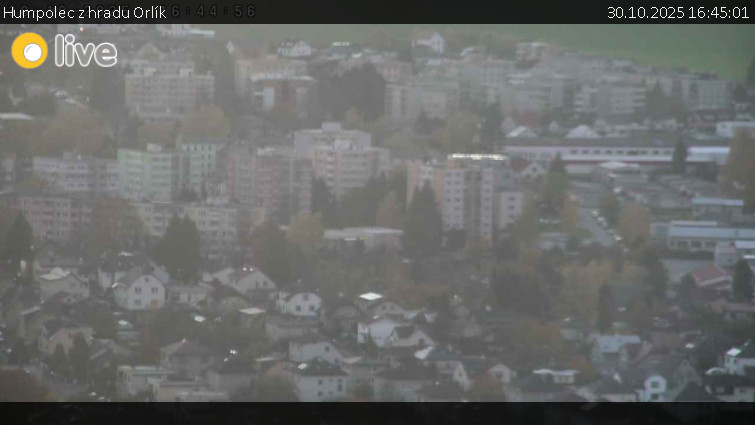 Město Humpolec - Humpolec z hradu Orlík - 30.10.2025 v 16:45 Město Humpolec - Humpolec z hradu Orlík - 30.10.2025 v 16:45