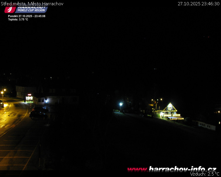 Město Harrachov - Střed města - 27.10.2025 v 23:46 Město Harrachov - Střed města - 27.10.2025 v 23:46