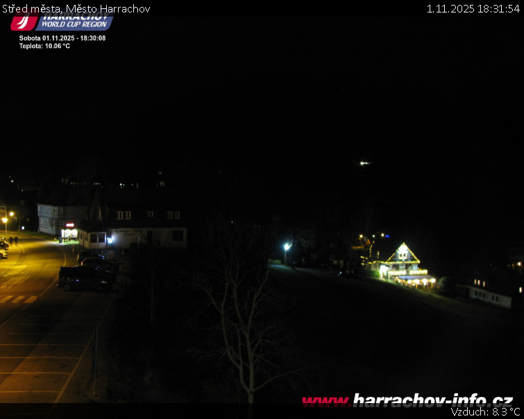Město Harrachov - Střed města - 1.11.2025 v 18:31 Město Harrachov - Střed města - 1.11.2025 v 18:31