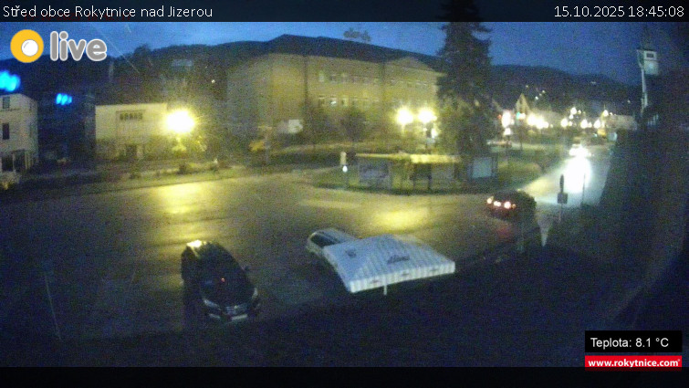 Město Rokytnice nad Jizerou - Střed obce Rokytnice nad Jizerou - 15.10.2025 v 18:45 Město Rokytnice nad Jizerou - Střed obce Rokytnice nad Jizerou - 15.10.2025 v 18:45