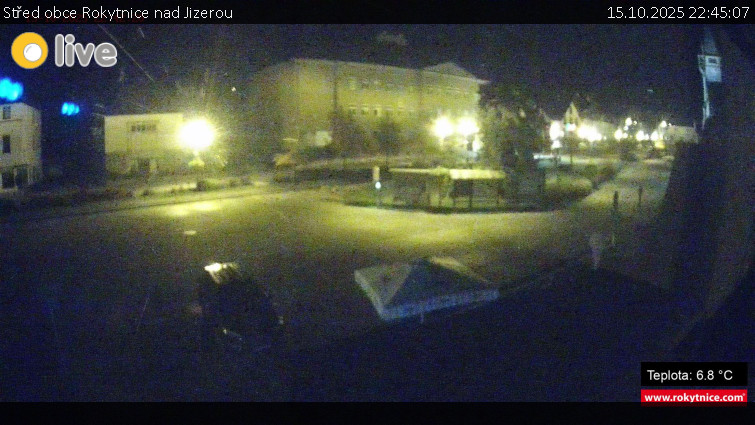 Město Rokytnice nad Jizerou - Střed obce Rokytnice nad Jizerou - 15.10.2025 v 22:45 Město Rokytnice nad Jizerou - Střed obce Rokytnice nad Jizerou - 15.10.2025 v 22:45