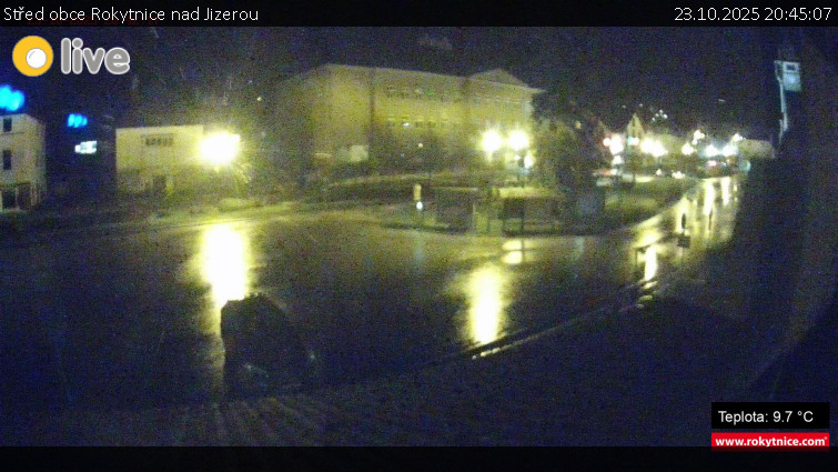Město Rokytnice nad Jizerou - Střed obce Rokytnice nad Jizerou - 23.10.2025 v 20:45 Město Rokytnice nad Jizerou - Střed obce Rokytnice nad Jizerou - 23.10.2025 v 20:45