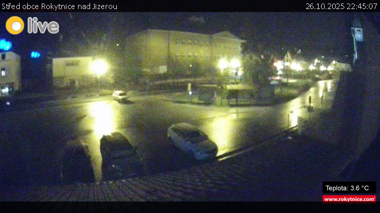 Město Rokytnice nad Jizerou - Střed obce Rokytnice nad Jizerou - 26.10.2025 v 22:45 Město Rokytnice nad Jizerou - Střed obce Rokytnice nad Jizerou - 26.10.2025 v 22:45