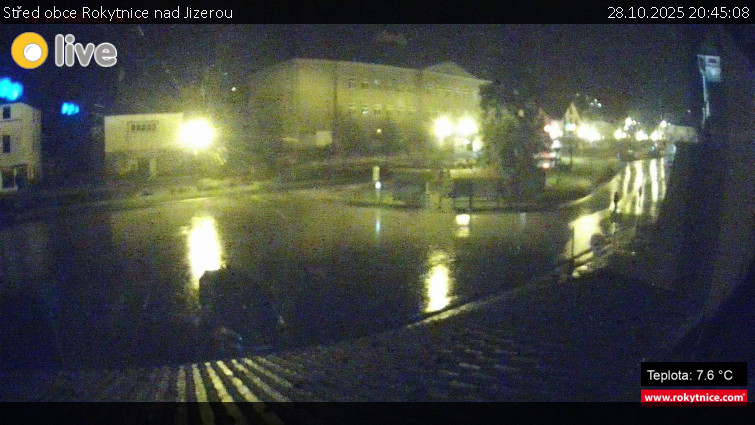 Město Rokytnice nad Jizerou - Střed obce Rokytnice nad Jizerou - 28.10.2025 v 20:45 Město Rokytnice nad Jizerou - Střed obce Rokytnice nad Jizerou - 28.10.2025 v 20:45