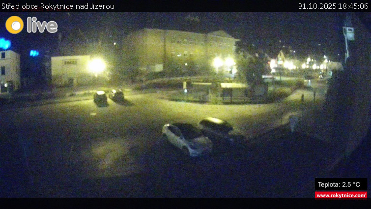 Město Rokytnice nad Jizerou - Střed obce Rokytnice nad Jizerou - 31.10.2025 v 18:45 Město Rokytnice nad Jizerou - Střed obce Rokytnice nad Jizerou - 31.10.2025 v 18:45