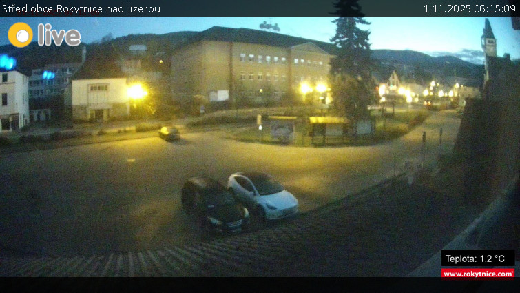 Město Rokytnice nad Jizerou - Střed obce Rokytnice nad Jizerou - 1.11.2025 v 06:15 Město Rokytnice nad Jizerou - Střed obce Rokytnice nad Jizerou - 1.11.2025 v 06:15
