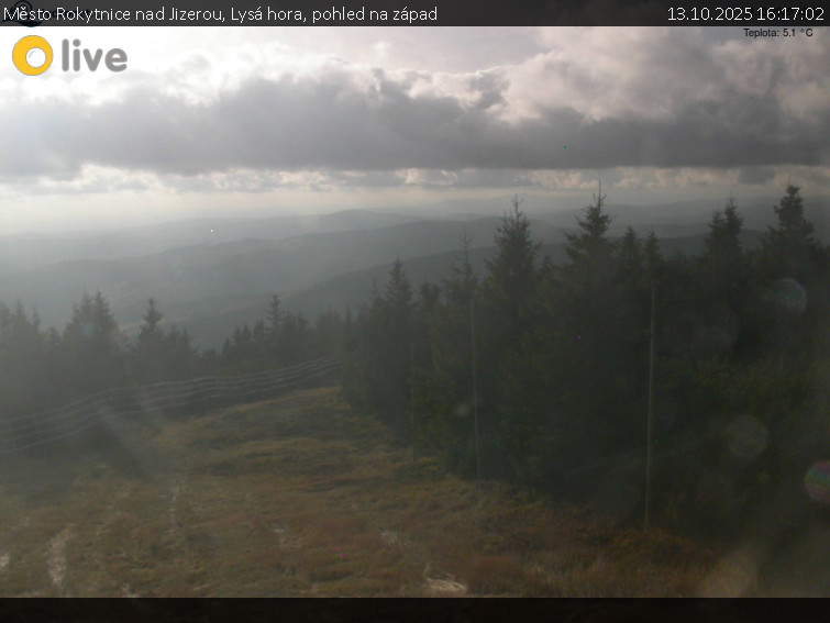 Město Rokytnice nad Jizerou - Lysá hora, pohled na západ - 13.10.2025 v 16:17 Město Rokytnice nad Jizerou - Lysá hora, pohled na západ - 13.10.2025 v 16:17