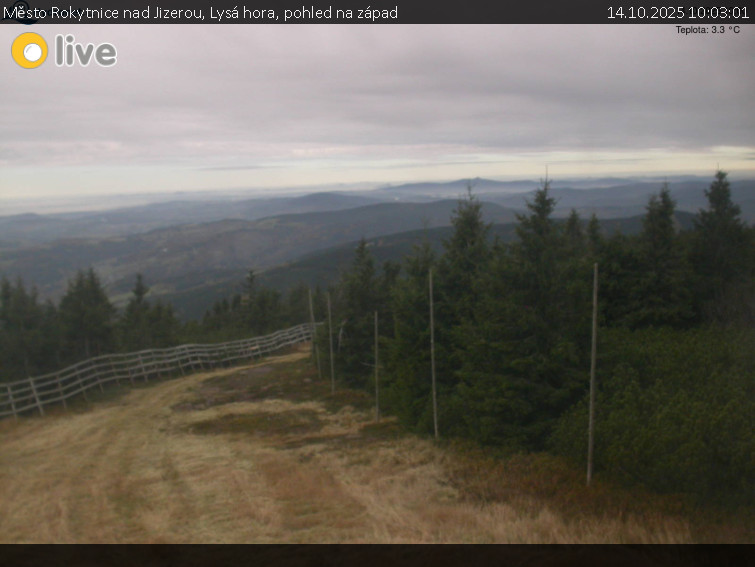 Město Rokytnice nad Jizerou - Lysá hora, pohled na západ - 14.10.2025 v 10:03 Město Rokytnice nad Jizerou - Lysá hora, pohled na západ - 14.10.2025 v 10:03