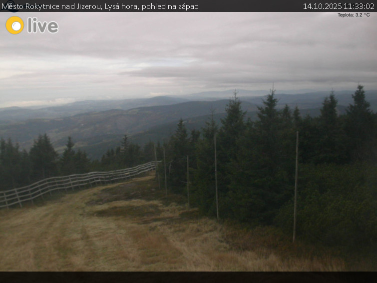 Město Rokytnice nad Jizerou - Lysá hora, pohled na západ - 14.10.2025 v 11:33 Město Rokytnice nad Jizerou - Lysá hora, pohled na západ - 14.10.2025 v 11:33