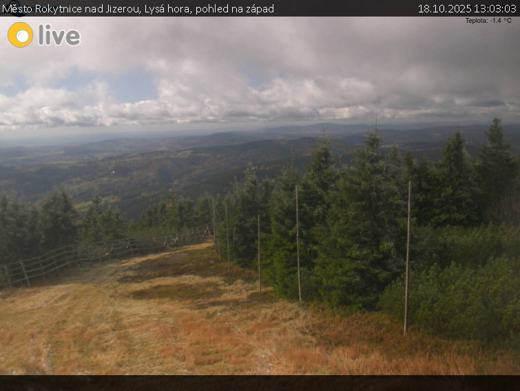 Město Rokytnice nad Jizerou - Lysá hora, pohled na západ - 18.10.2025 v 13:03 Město Rokytnice nad Jizerou - Lysá hora, pohled na západ - 18.10.2025 v 13:03
