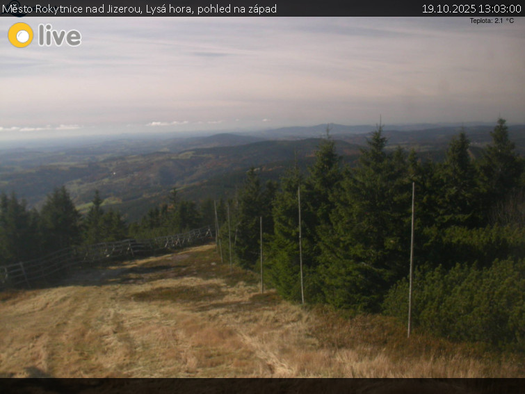 Město Rokytnice nad Jizerou - Lysá hora, pohled na západ - 19.10.2025 v 13:03 Město Rokytnice nad Jizerou - Lysá hora, pohled na západ - 19.10.2025 v 13:03